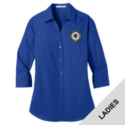 LW102 - N124E003 - EMB - Ladies 3/4 Sleeve Poplin Shirt