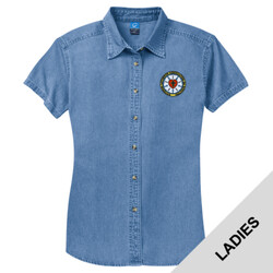 LSP11 - N124E003 - EMB - Ladies Short Sleeve Denim Shirt